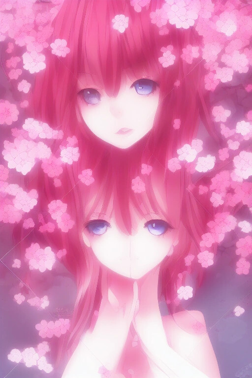 Anime illustration with cherry blossoms