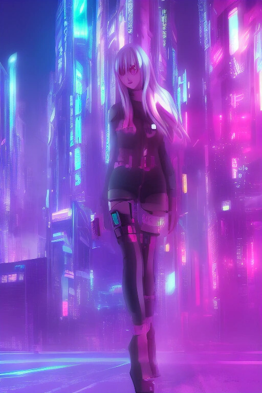 Cyberpunk anime digital art