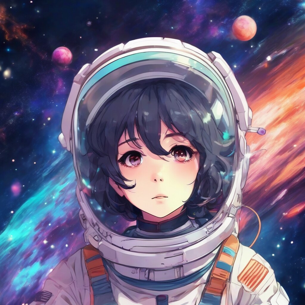 Anime astronaut in colorful nebula