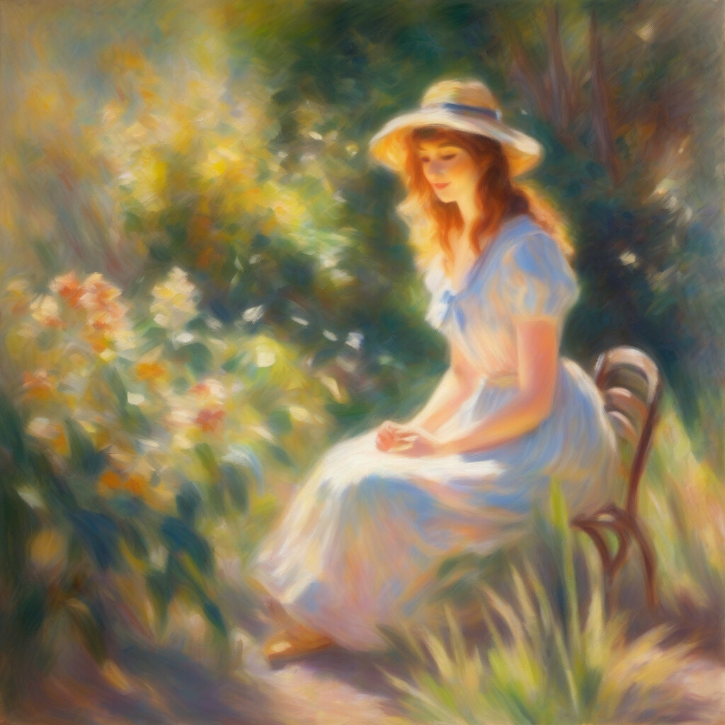 Impressionist garden figure painting