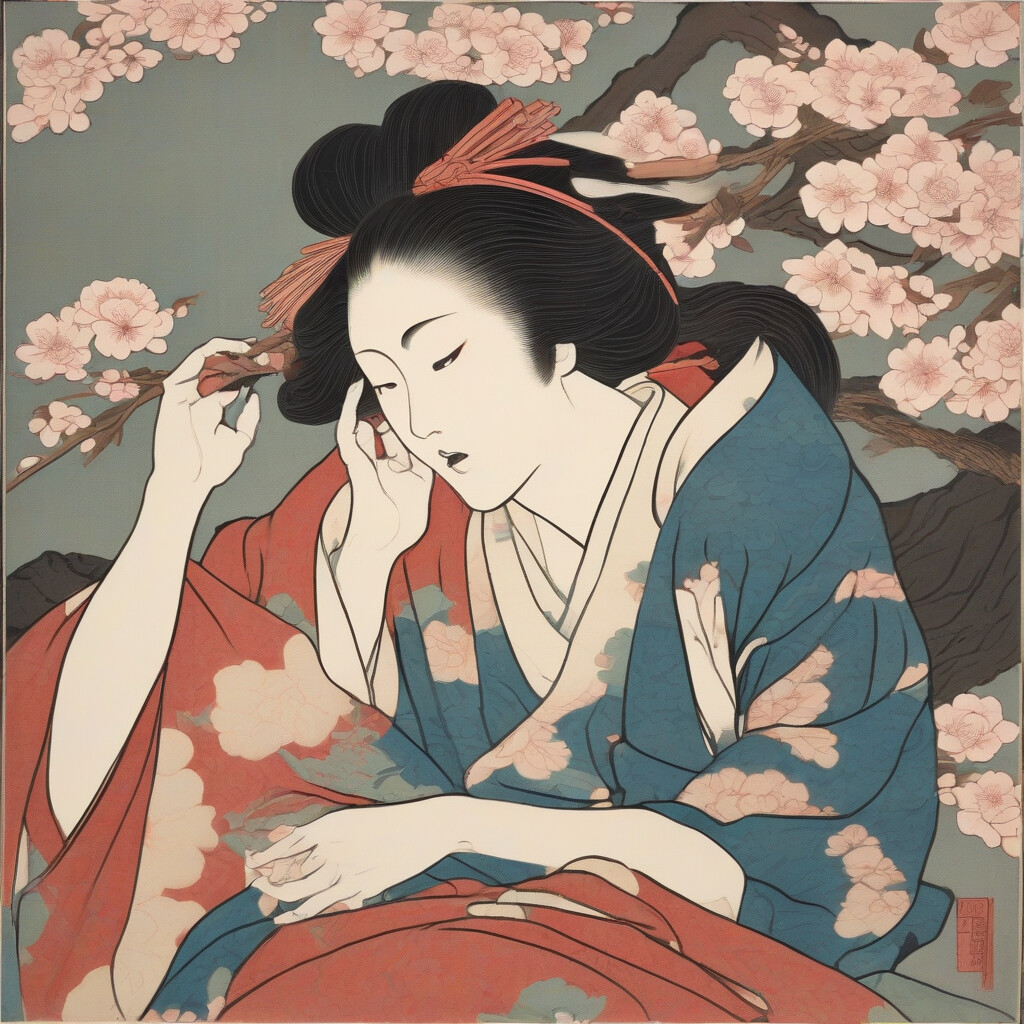 Japanese shunga-inspired elegant artwork