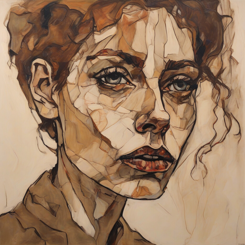 Expressionist portrait Schiele style