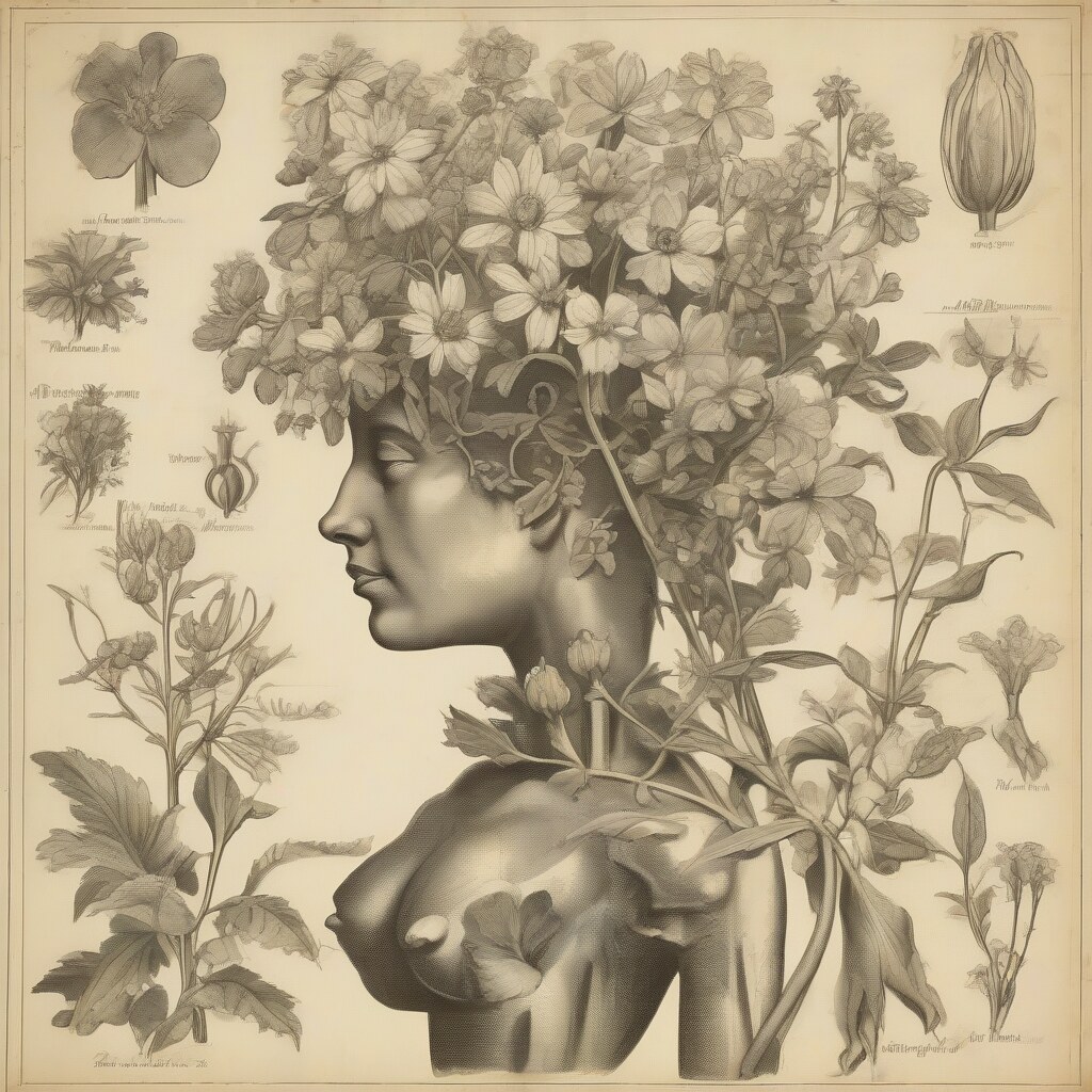 Botanical illustration with figure