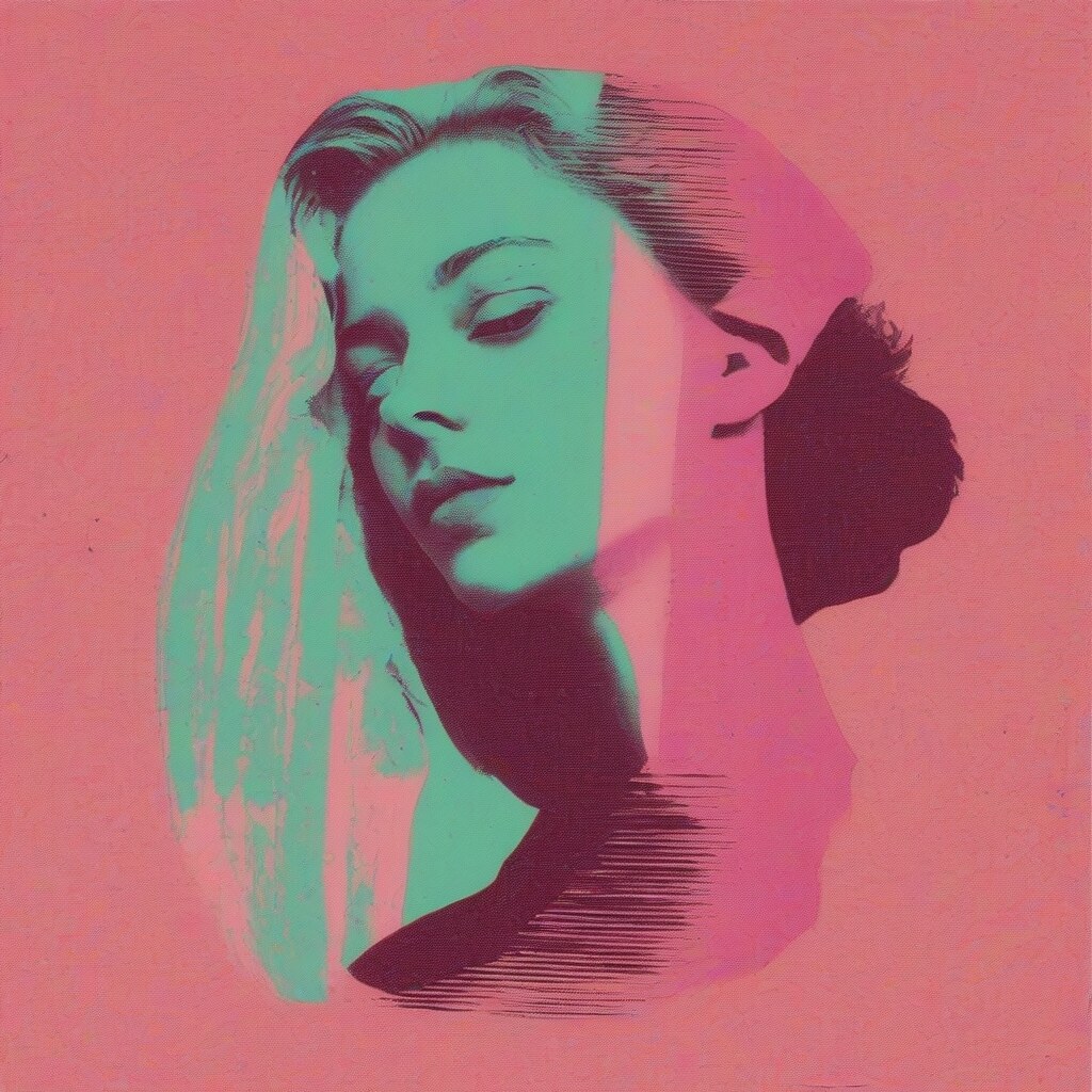 Risograph print portrait with grain