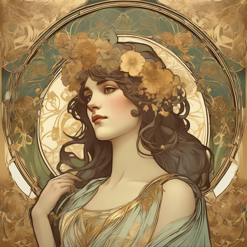 Art Nouveau portrait in Mucha style
