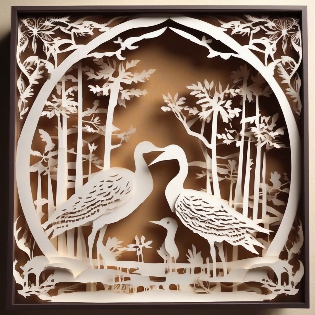 Layered paper cut art silhouette