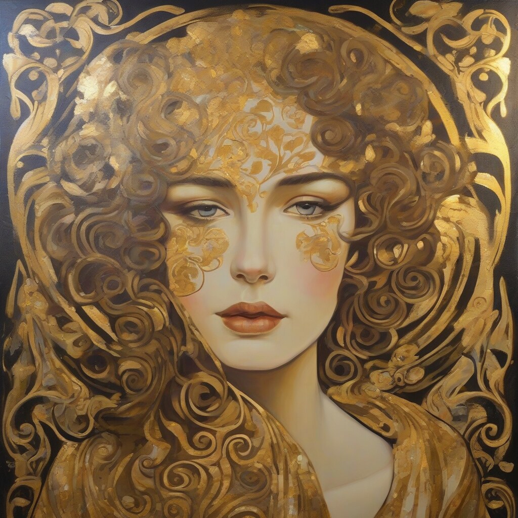 Gold leaf portrait, Klimt inspired