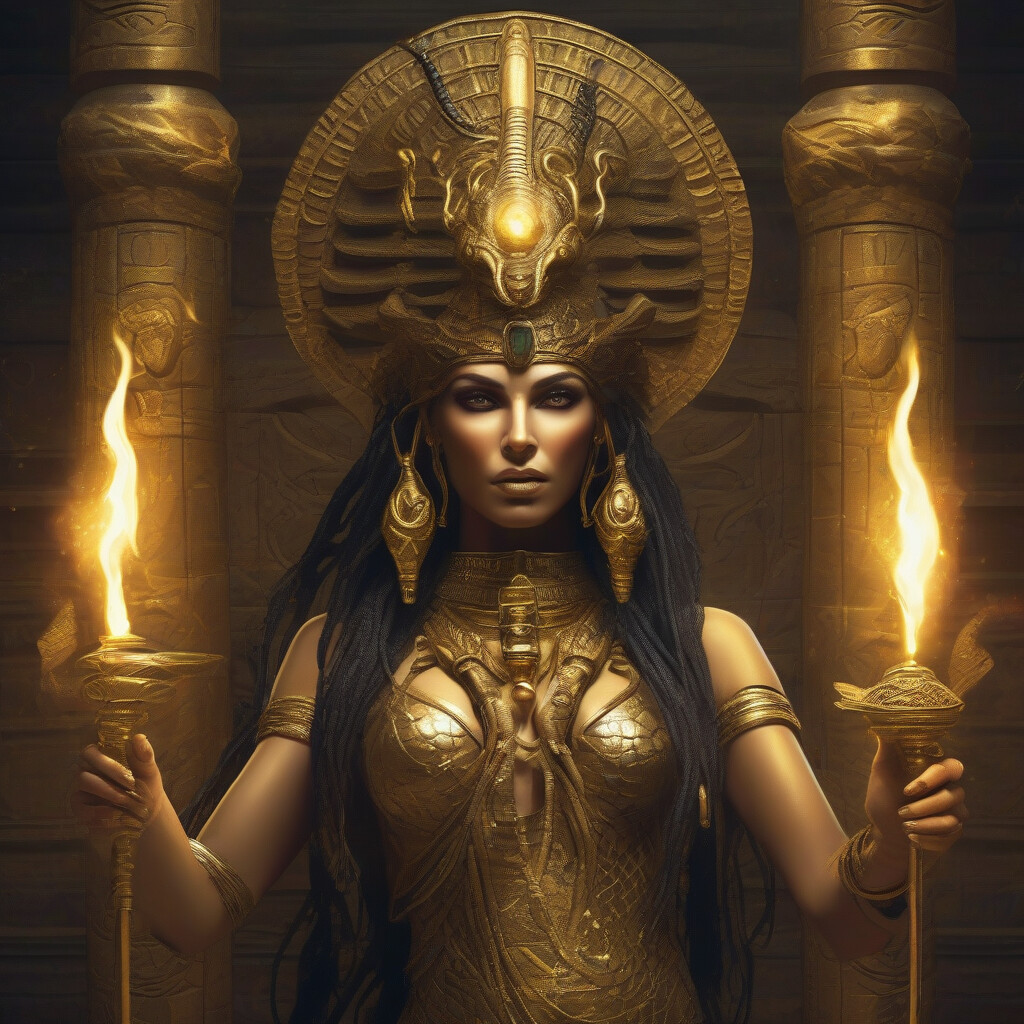 Egyptian snake goddess in temple