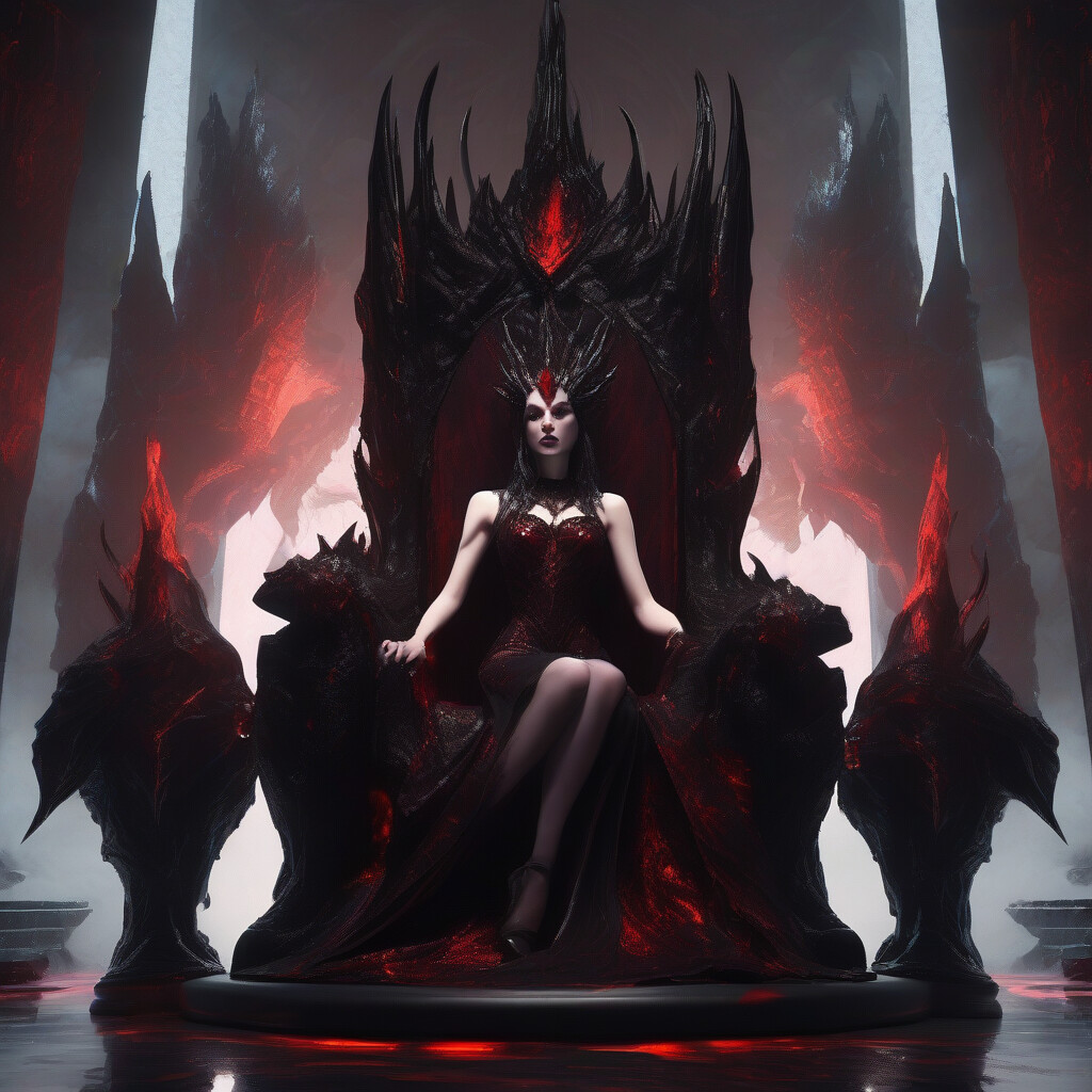 Demon queen on obsidian throne