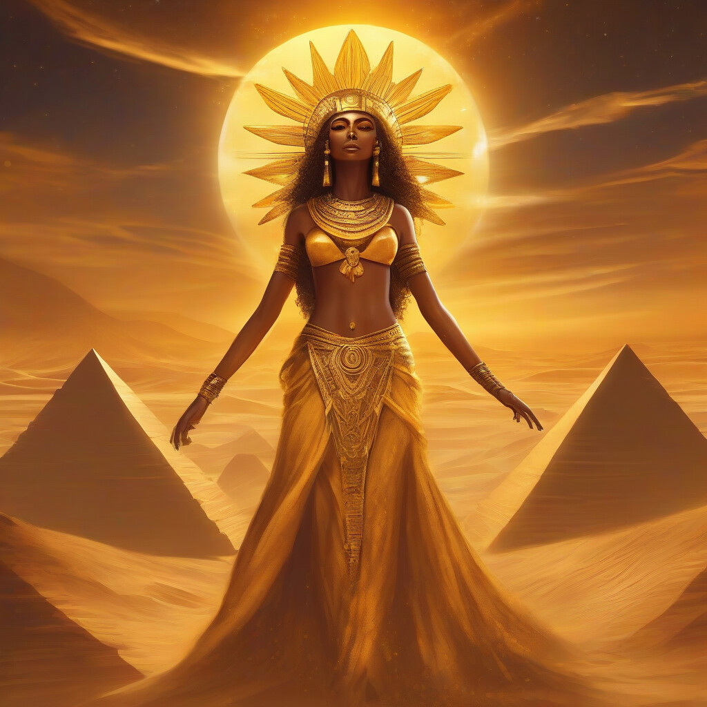 Sun goddess above pyramids