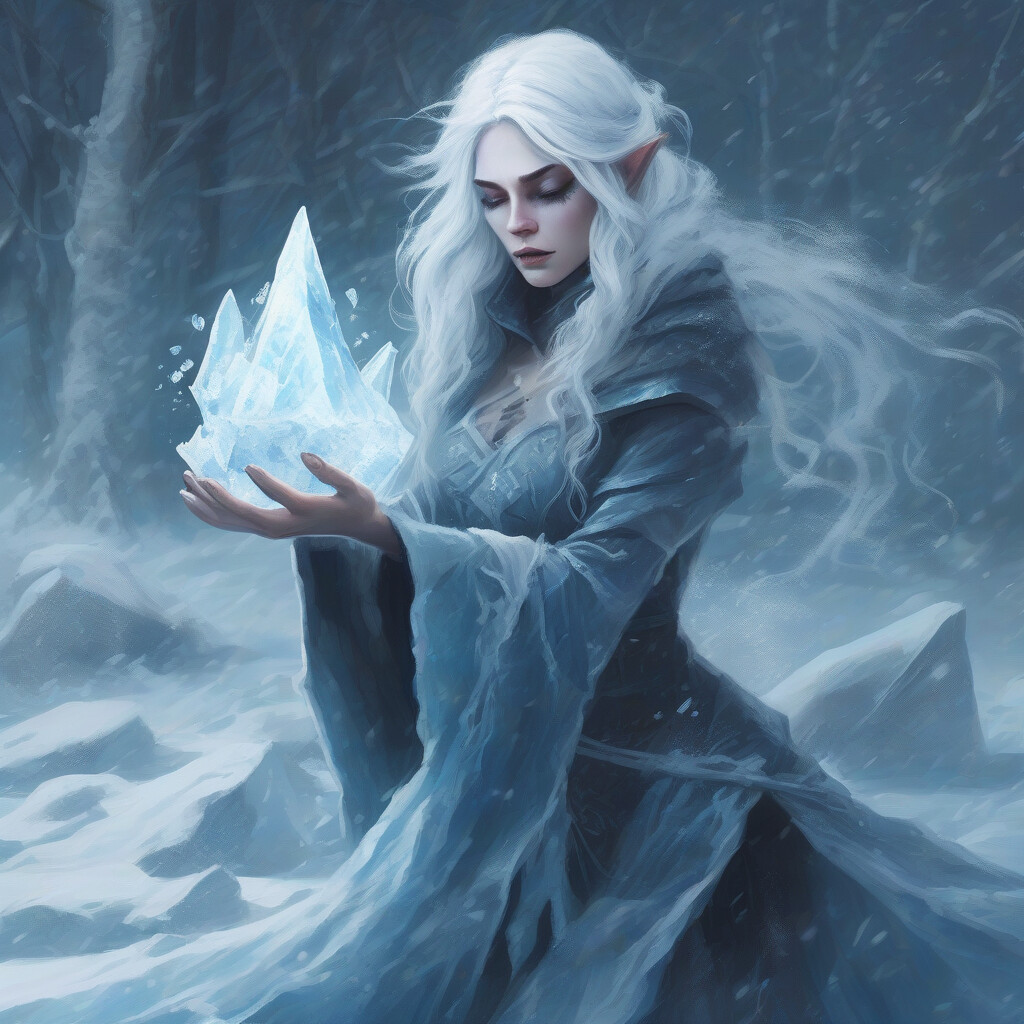 Frost witch casting ice spell