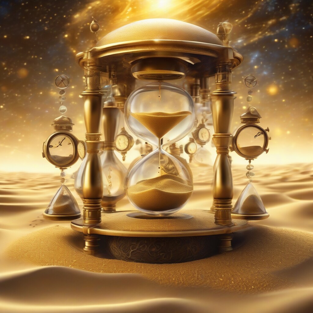 Time sorceress with floating hourglasses