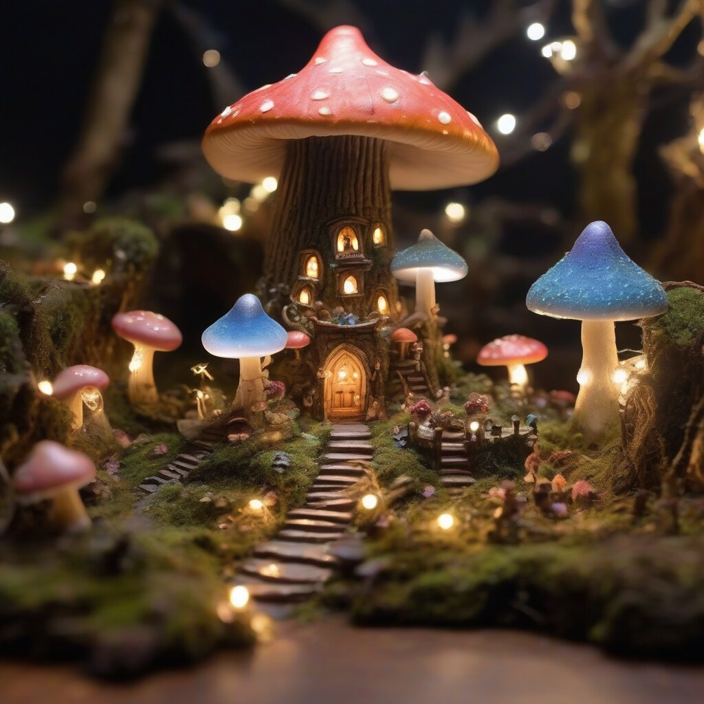 Fairy queen in mushroom palace throne room