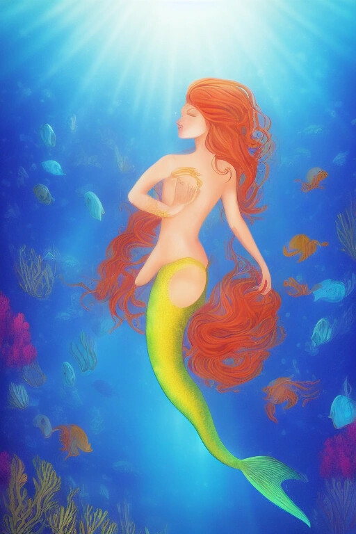 Underwater mermaid fantasy scene
