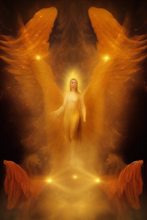 Angelic figure with luminous wings