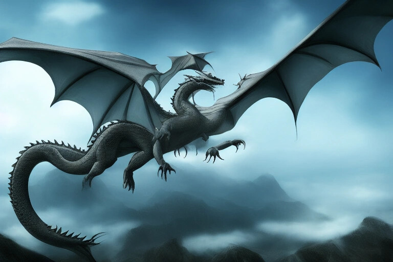 Dragon rider in epic sky scene