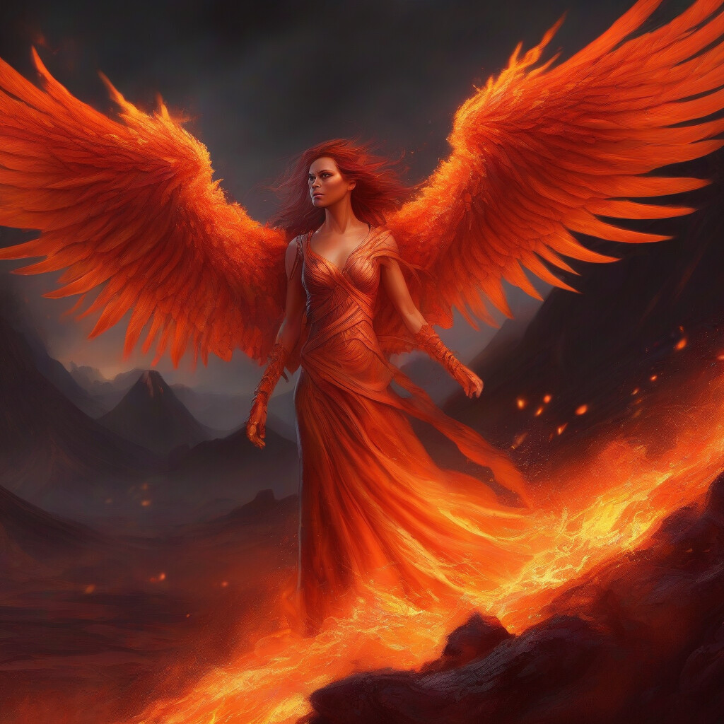 Phoenix woman with fire wings