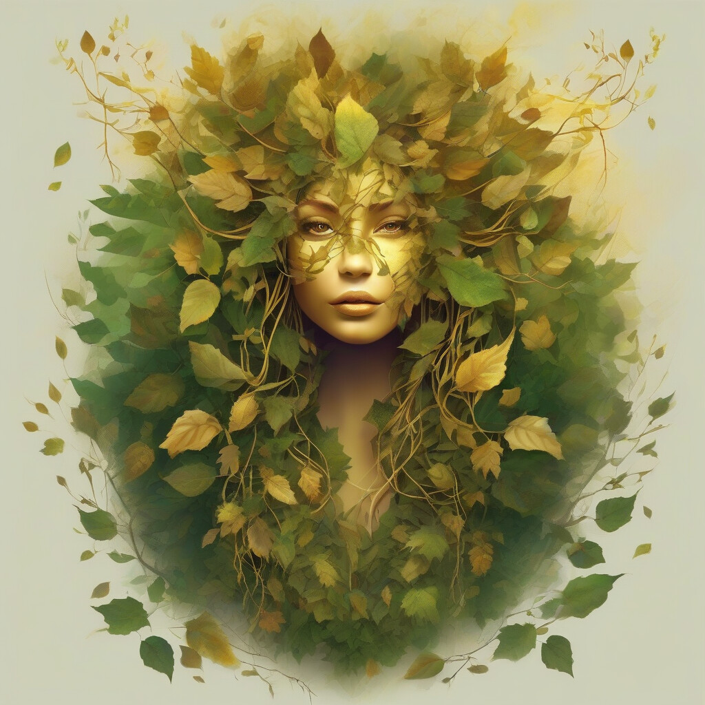 Forest spirit made of autumn leaves