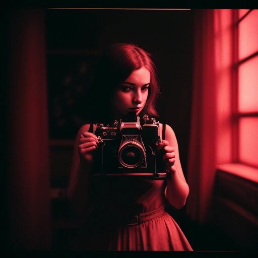Photographer in vintage darkroom