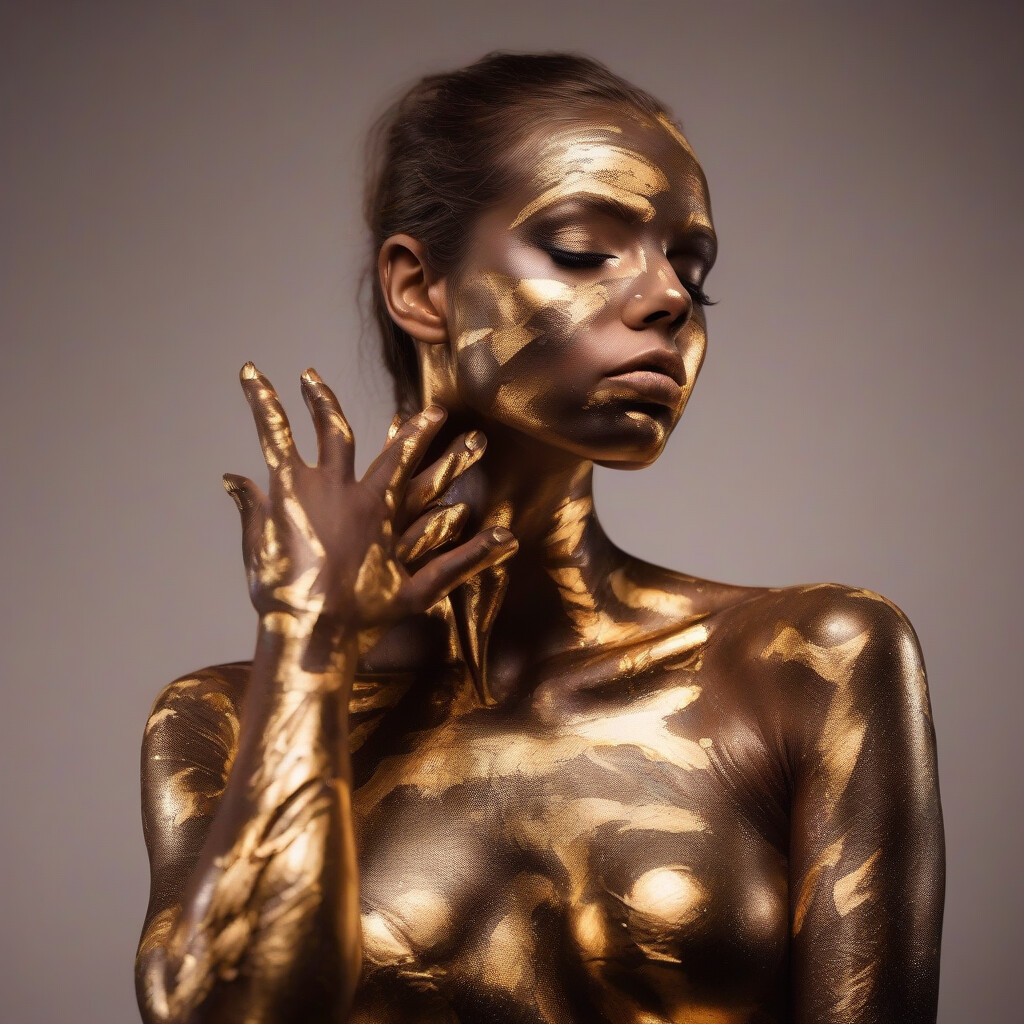 Gold body painting art photography