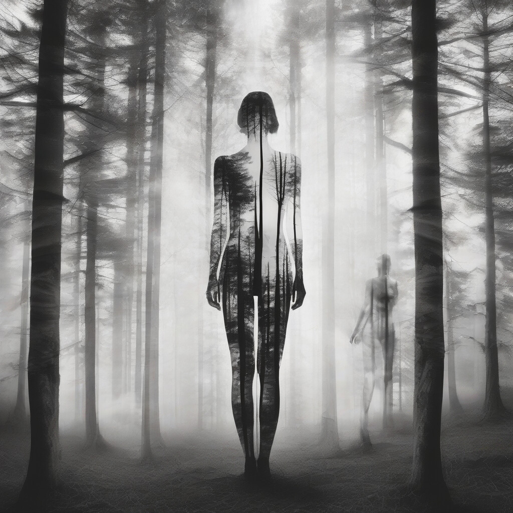 Double exposure nature figure art