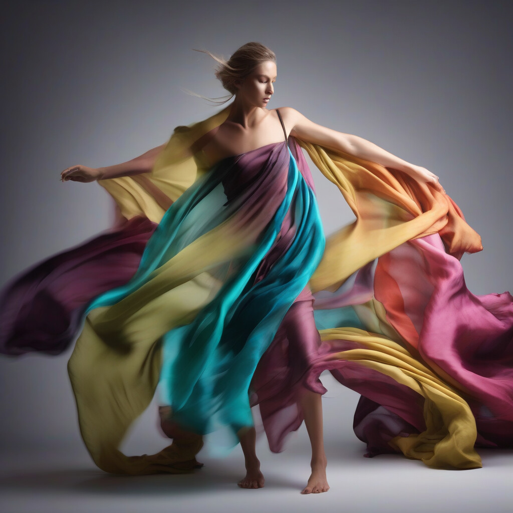 Flowing silk textile photography