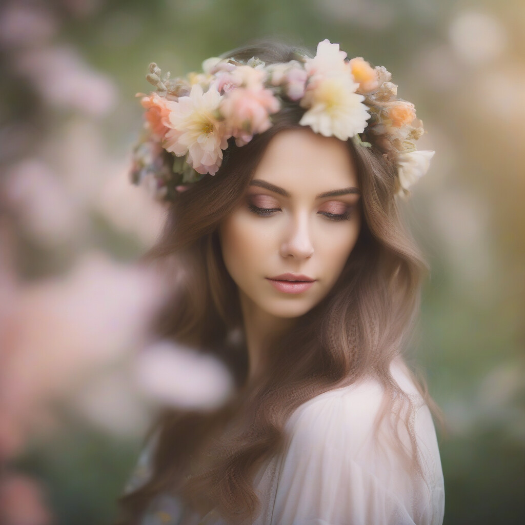 Botanical garden portrait with flowers
