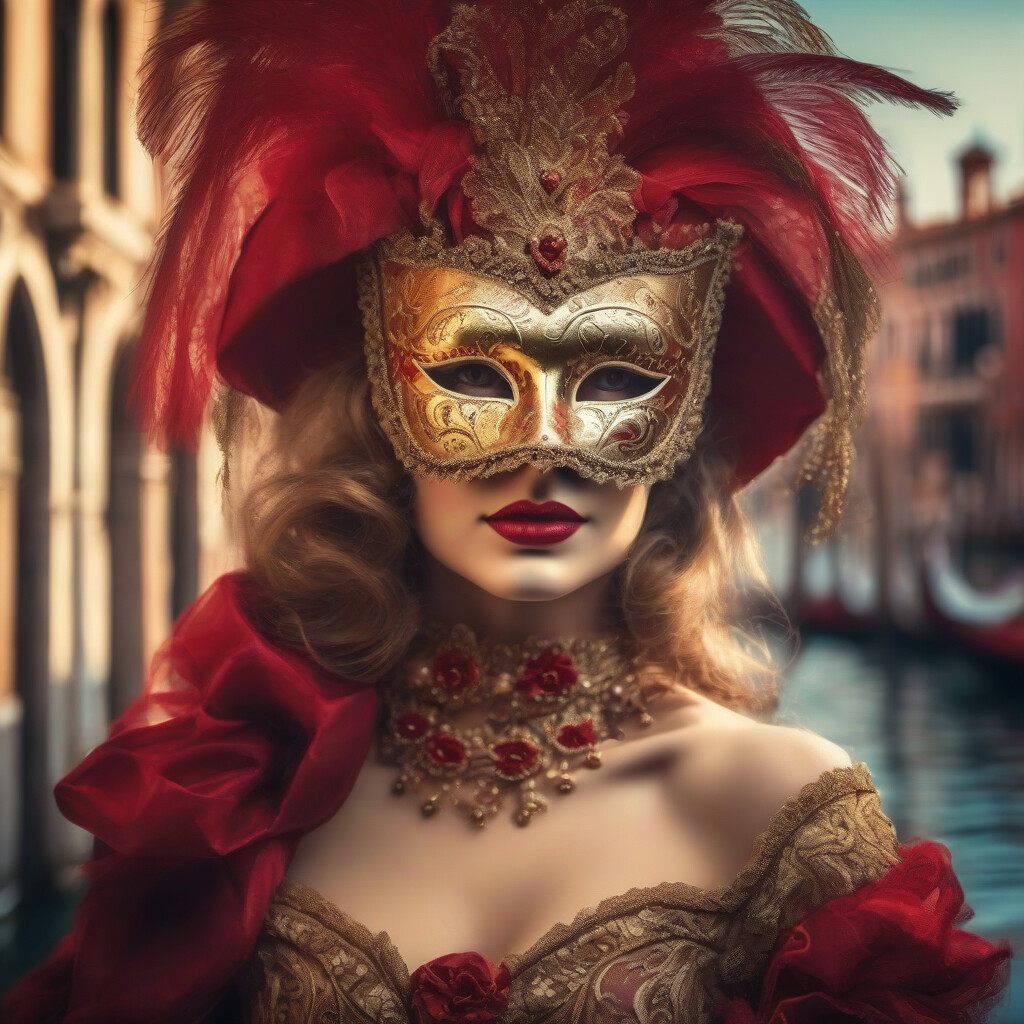 Venetian carnival masked portrait