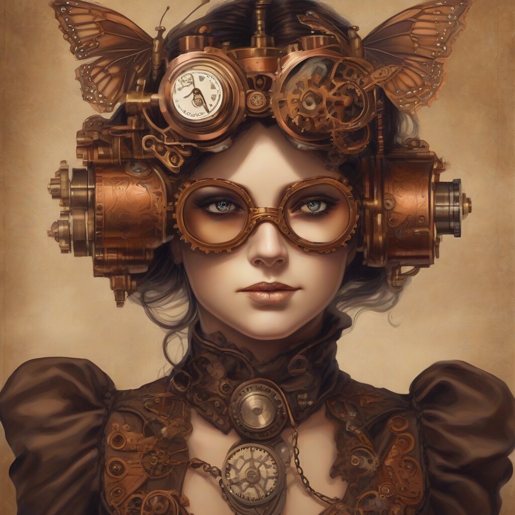 Steampunk portrait with brass details