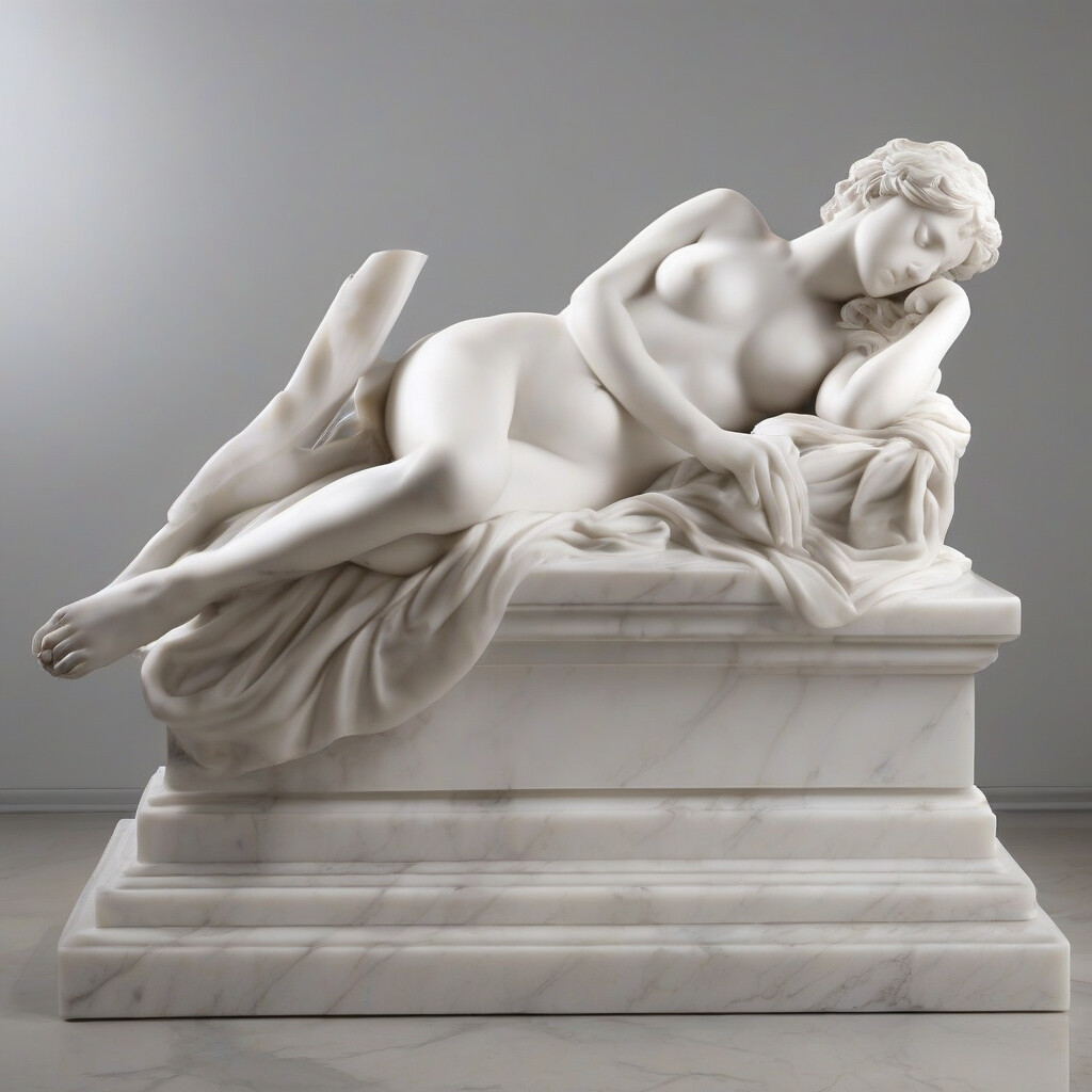 Neoclassical reclining marble nude sculpture