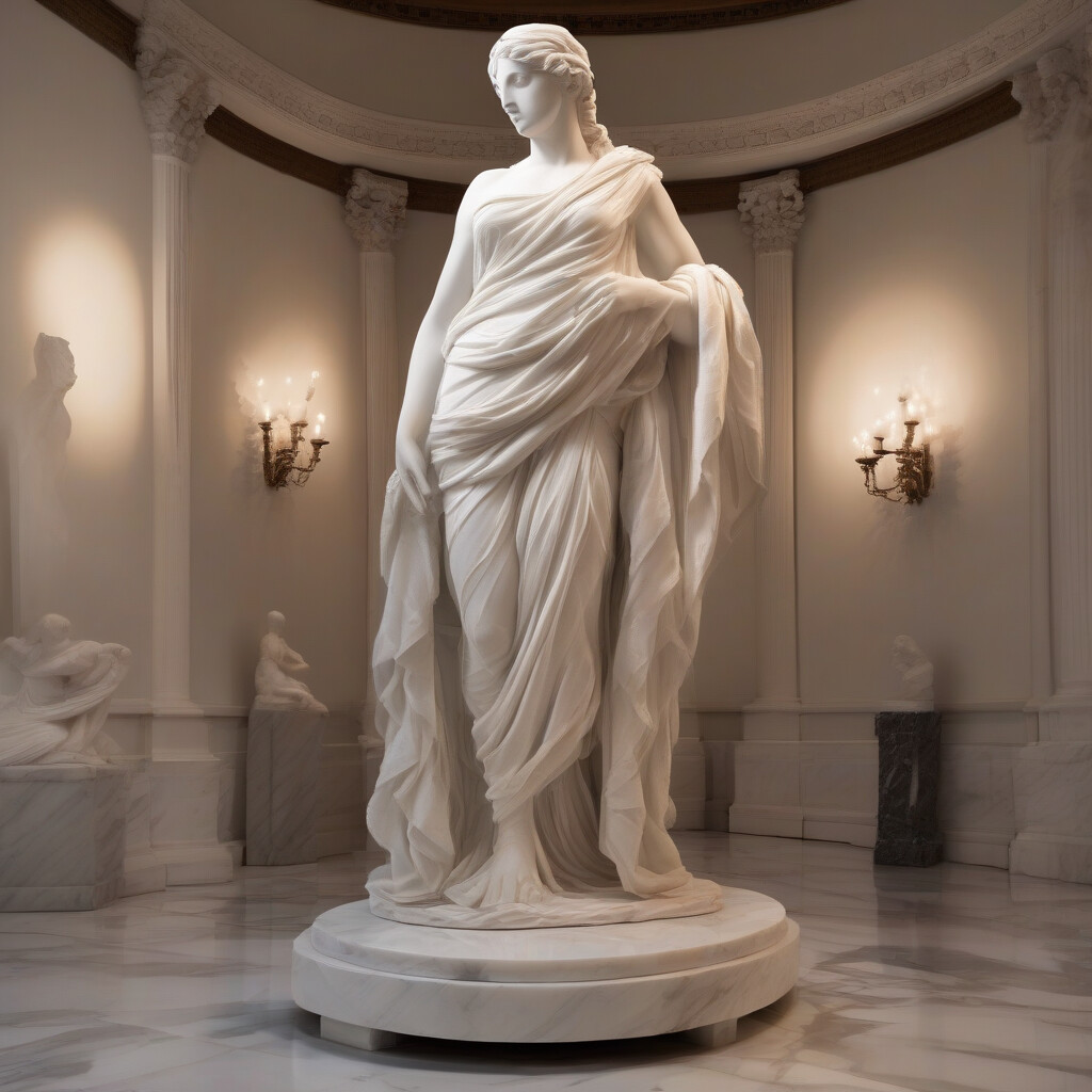 Venus marble statue in museum gallery