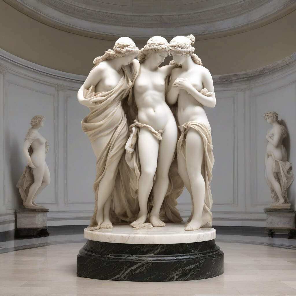 Three Graces marble sculpture group