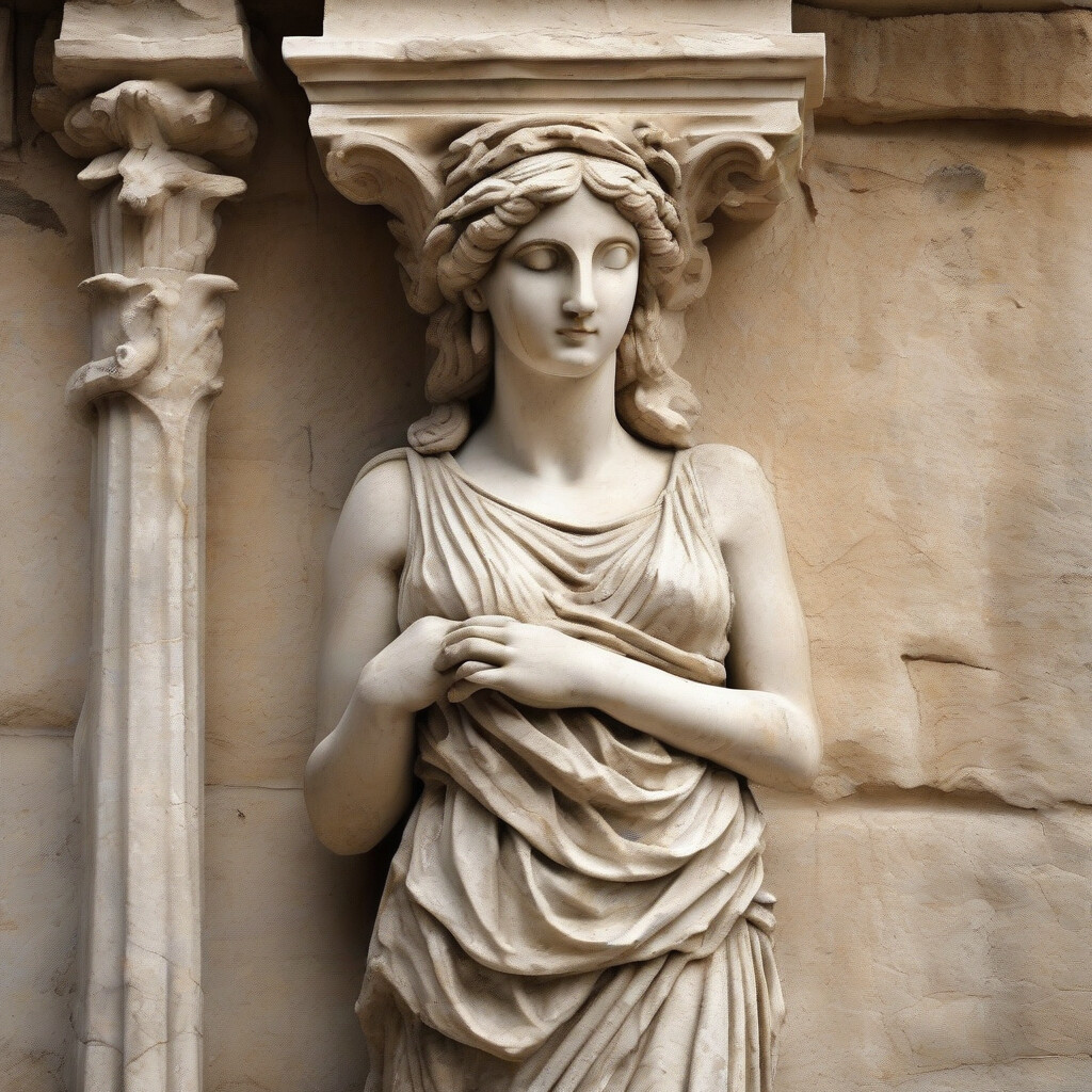 Greek caryatid marble column