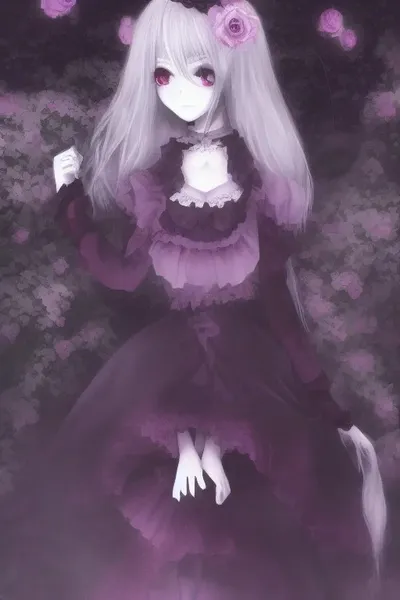 Gothic anime artwork in moonlit setting