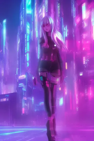 Cyberpunk anime digital art