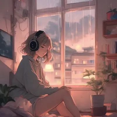 Lo-fi anime illustration with headphones