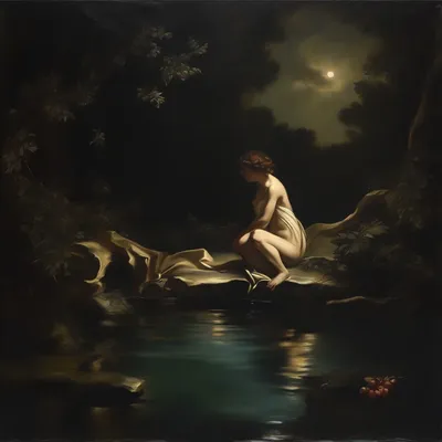 Diana bathing baroque painting