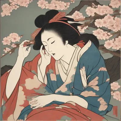 Japanese shunga-inspired elegant artwork