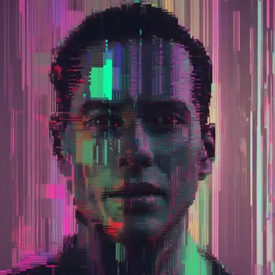Digital glitch art portrait with RGB shift