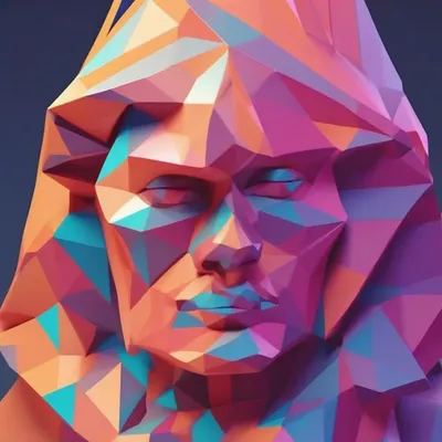 Low poly geometric portrait render