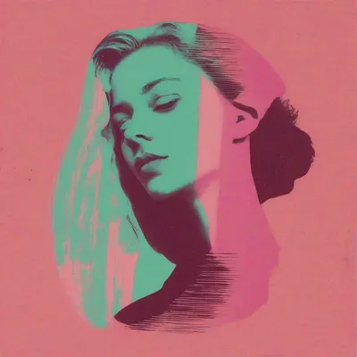 Risograph print portrait with grain