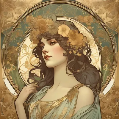 Art Nouveau portrait in Mucha style