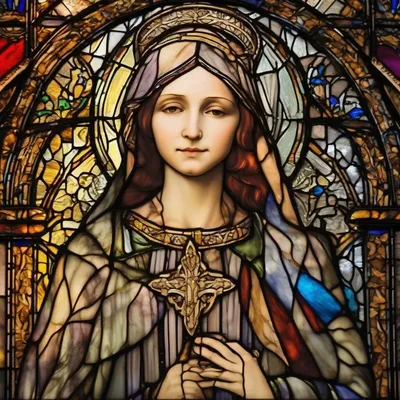 Stained glass cathedral portrait
