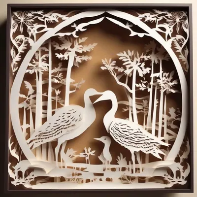 Layered paper cut art silhouette