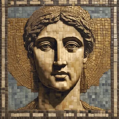 Roman mosaic portrait with gold tiles