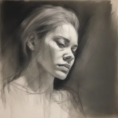Raw charcoal sketch portrait