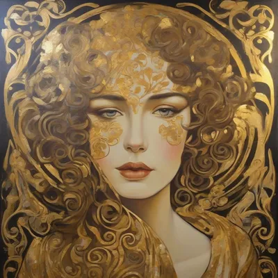 Gold leaf portrait, Klimt inspired