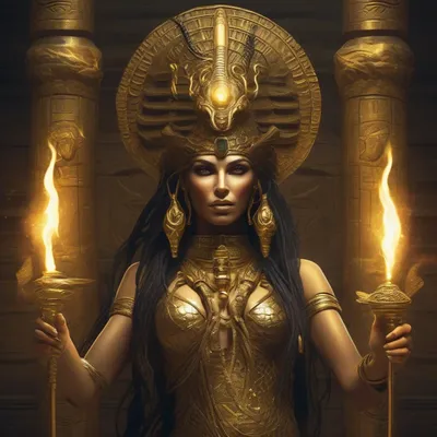 Egyptian snake goddess in temple