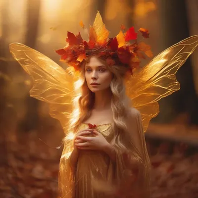 Autumn fairy queen in golden light