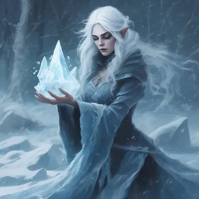 Frost witch casting ice spell